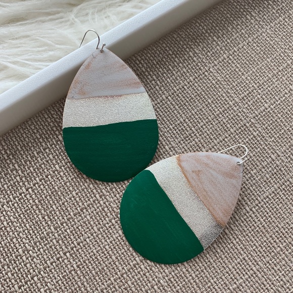 Handpainted Tear Drop Earrings - Picture 5 of 5